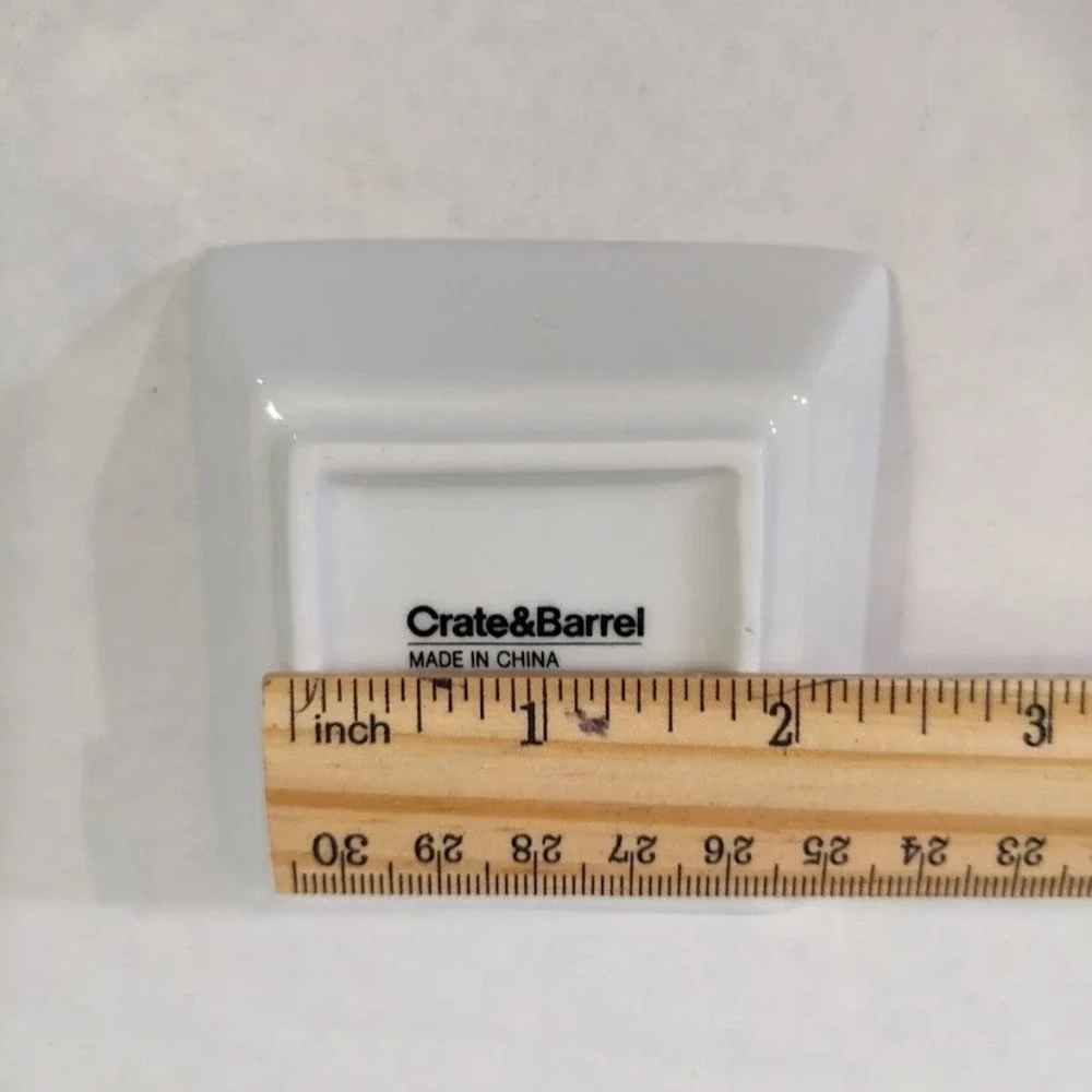 Crate & Barrel Cb2 White Porcelain Square Dipping Small Sauce Bowls 3 1/4